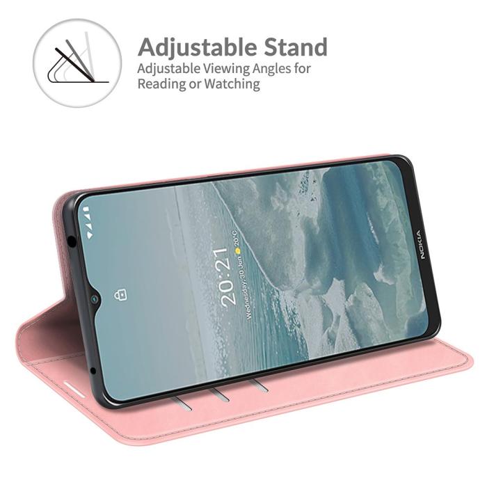 Bild 5, Nokia G10 / G20 Fodral Skin Touch Läder Rosa