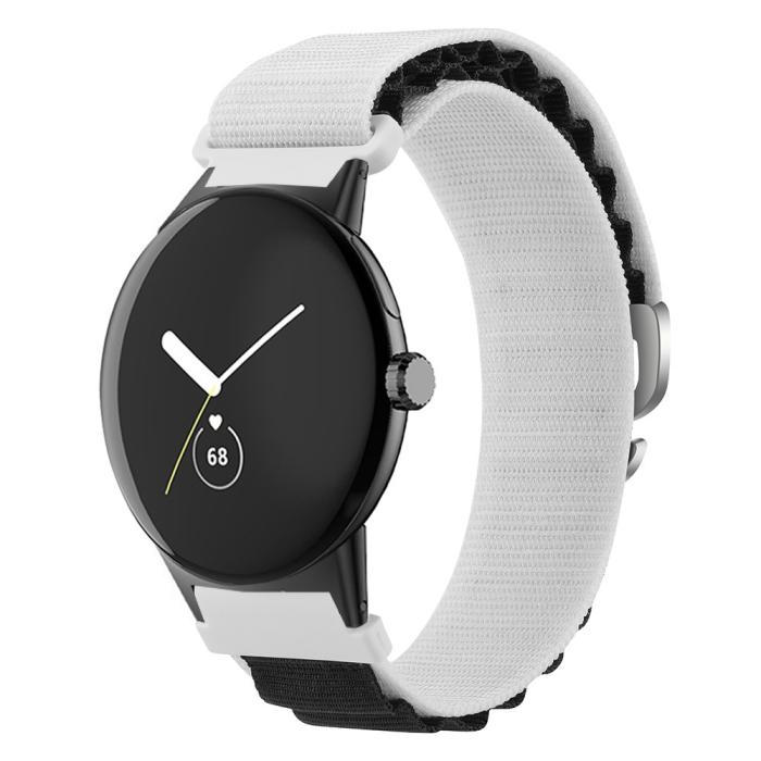 Bild 3, Google Pixel Watch / Watch 2 Armband Nylon Pro Vit/Svart