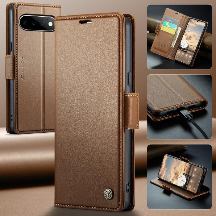 Bild 6, CASEME Google Pixel 11 / 11 Pro Fodral RFID Läder Brun