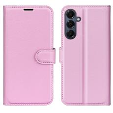Samsung Galaxy A17 Fodral Litchi L&auml;der Ljus Rosa