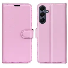 Samsung Galaxy A17 Fodral Litchi L&auml;der Ljus Rosa