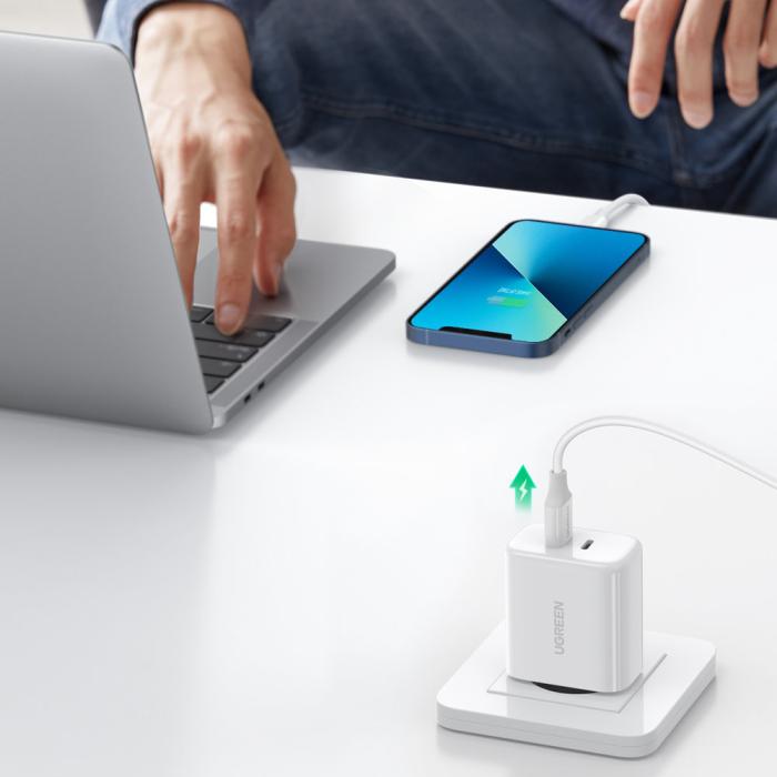 Bild 4, Ugreen 40W 2x USB-C PD Snabbladdare Väggladdare Vit