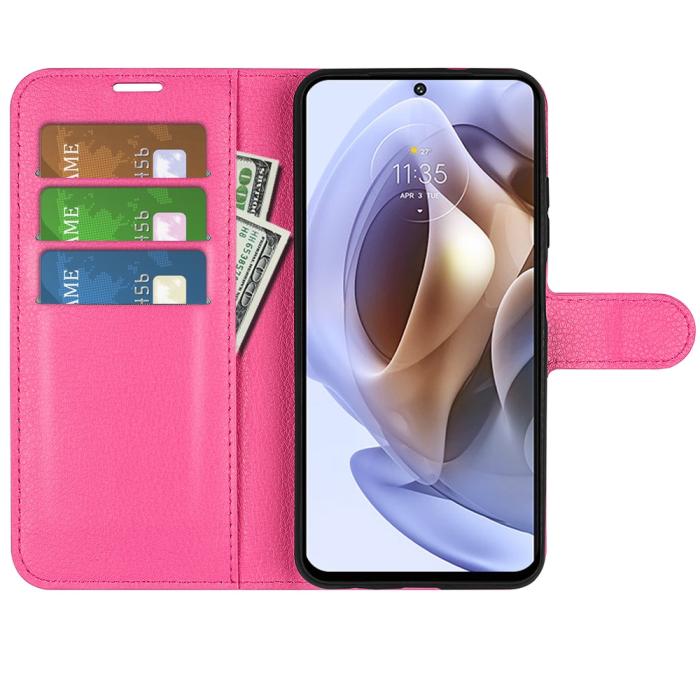 Bild 6, Motorola Moto G31 / G41 Fodral Litchi Textur Rosa