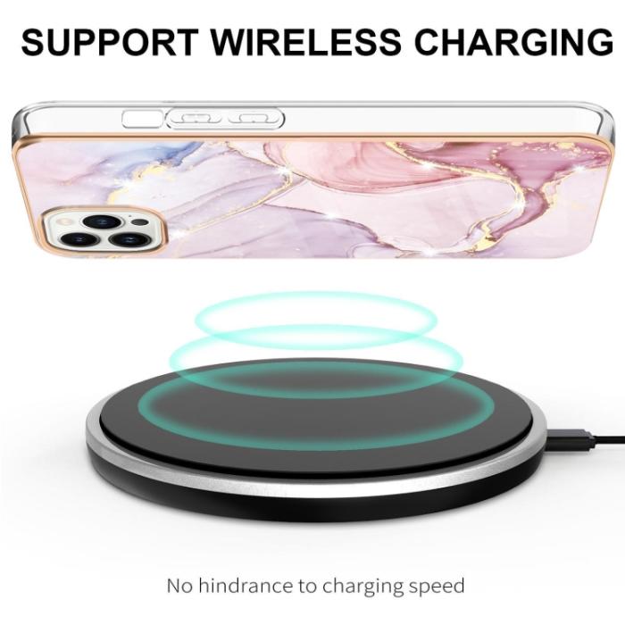 Bild 3, iPhone 14 Pro Skal Marmor Electroplate TPU