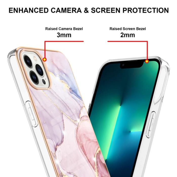 Bild 4, iPhone 14 Pro Skal Marmor Electroplate TPU