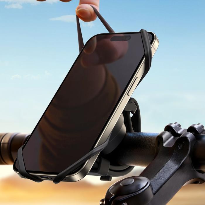 Bild 3, Joyroom Mobilhållare Cykelstyre Silikonband Svart