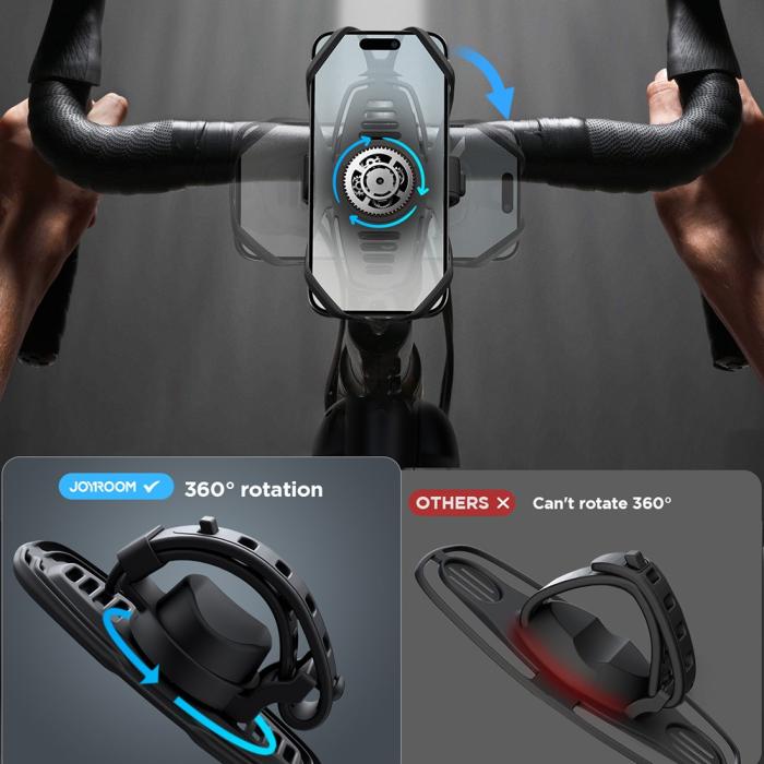Bild 4, Joyroom Mobilhållare Cykelstyre Silikonband Svart