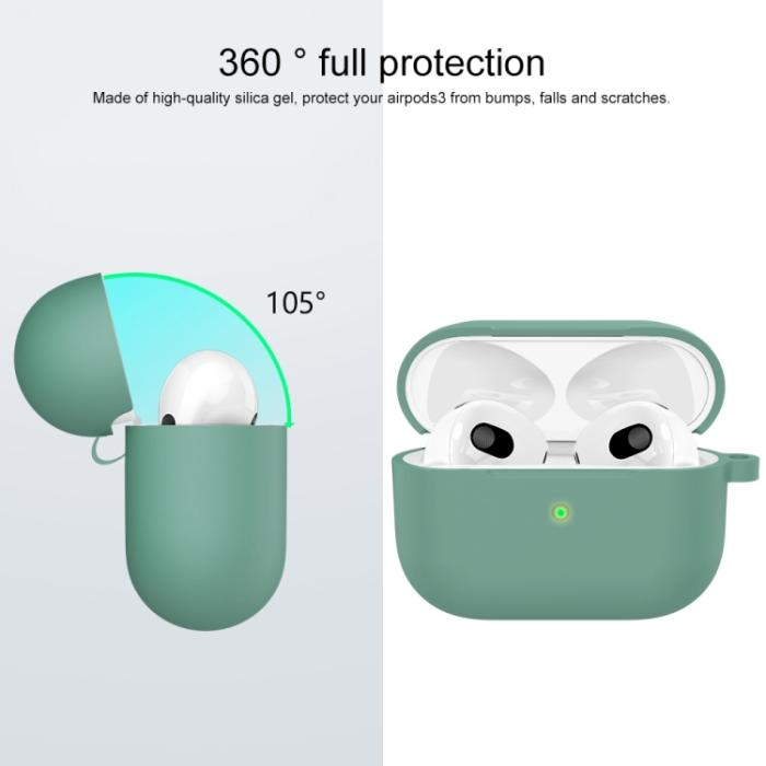 Bild 2, AirPods 3 Skal Silikon Med Krok Grön