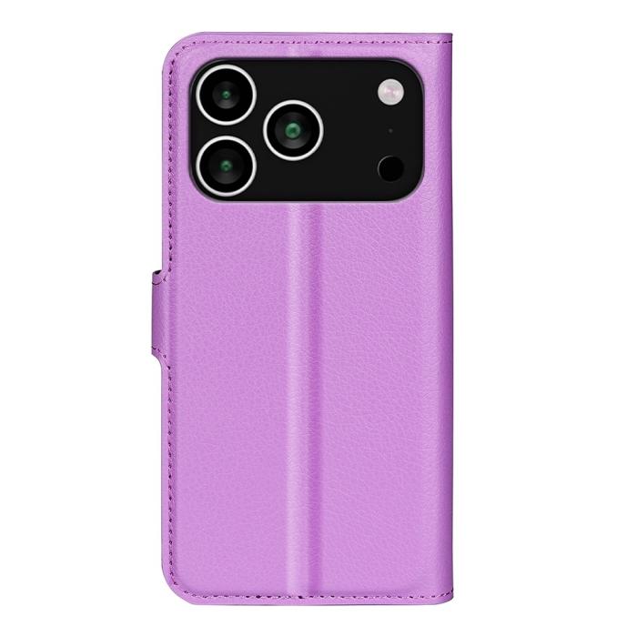 Bild 3, iPhone 17 Pro Max Fodral Litchi Läder Lila