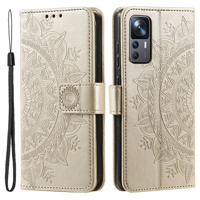 Bild 1, Xiaomi 12T / 12T Pro Fodral Mandala Läder Guld