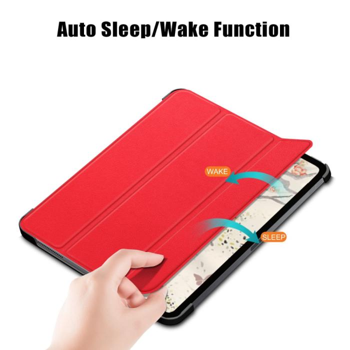 Bild 5, iPad Air 2025-2020 Fodral Tri-Fold Litchi Röd
