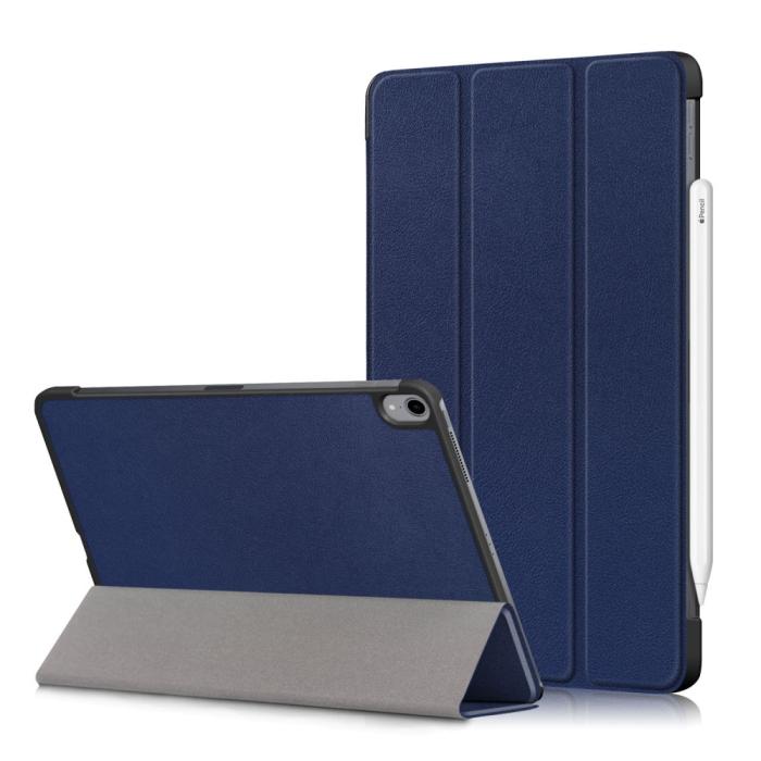 Bild 1, iPad Air 2025-2020 Fodral Tri-Fold Litchi Blå
