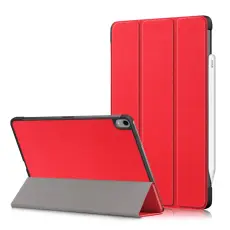 iPad Air 2025-2020 Fodral Tri-Fold Litchi Röd