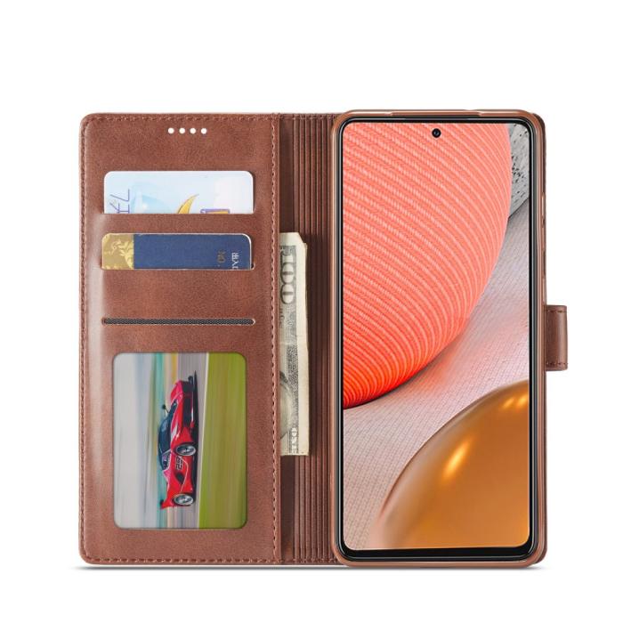 Bild 4, Samsung Galaxy A72 - LC.IMEEKE Läder Fodral - Brun