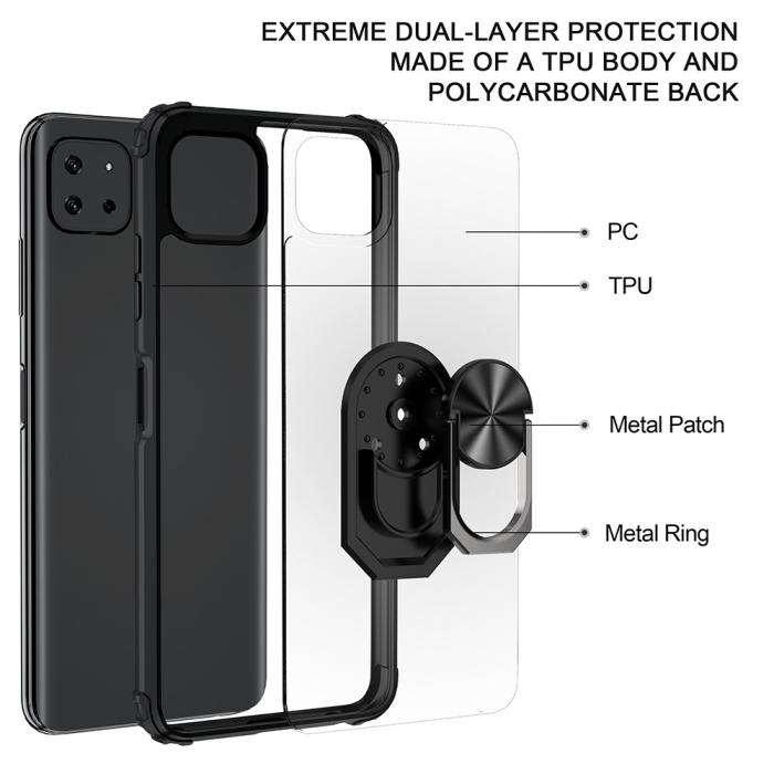 Bild 2, Samsung Galaxy A22 5G - Shockproof Hybrid Ring Skal - Röd