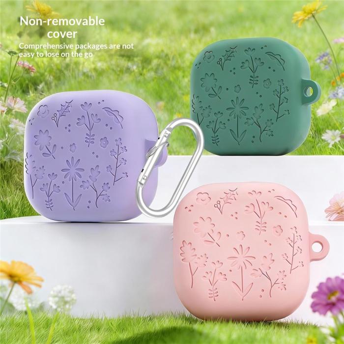 Bild 2, Samsung Galaxy Buds 4 / 4 Pro Skal Silikon Blommigt Tryck Grön