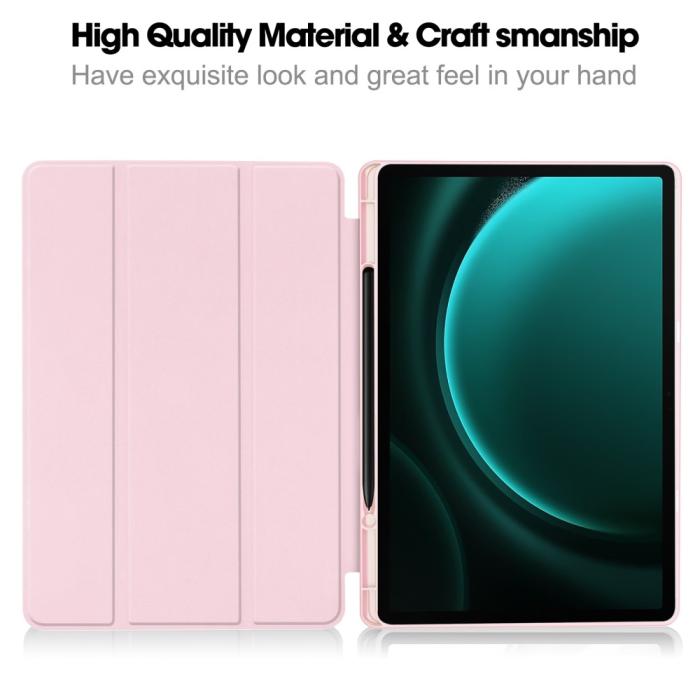 Bild 2, Galaxy Tab S9 FE Plus Fodral Tri-Fold Pennhållare Rosa