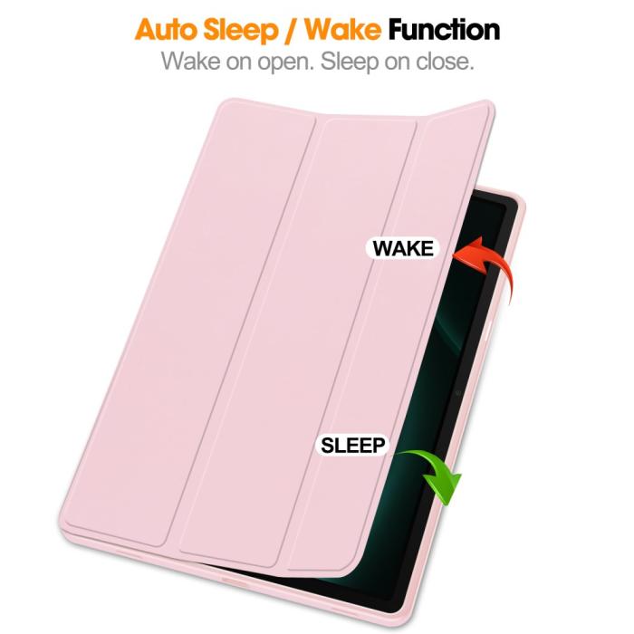 Bild 3, Galaxy Tab S9 FE Plus Fodral Tri-Fold Pennhållare Rosa