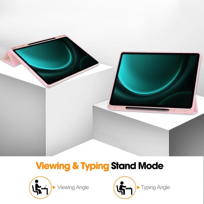 Bild 4, Galaxy Tab S9 FE Plus Fodral Tri-Fold Pennhållare Rosa