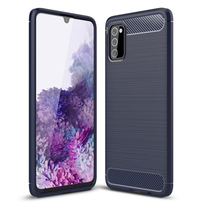 Bild 1, Samsung Galaxy A03s Skal Borstad Stål Textur Blå