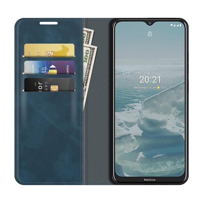 Bild 4, Nokia G10 / G20 Fodral Skin Touch Läder Blå