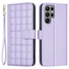 Samsung Galaxy S25 Ultra Fodral L&auml;der Rutor Lila