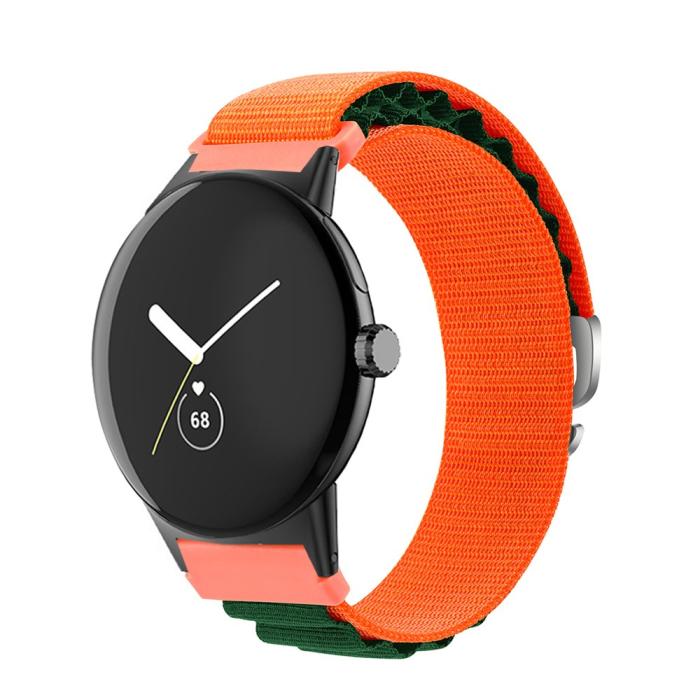 Bild 3, Google Pixel Watch / Watch 2 Armband Nylon Pro Orange/Grön