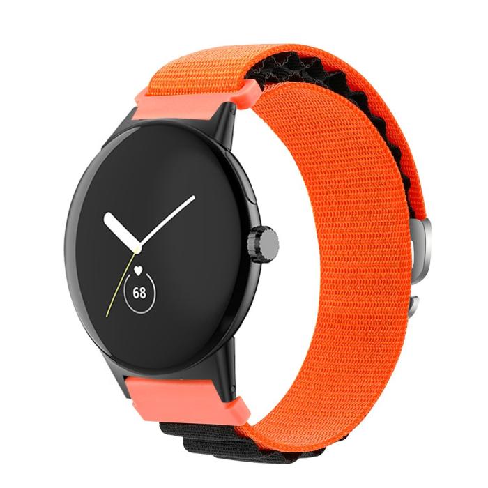 Bild 3, Google Pixel Watch / Watch 2 Armband Nylon Pro Orange/Svart