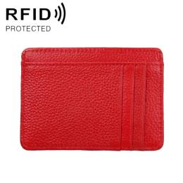 RFID Plånbok Korthållare Litchi Textur Röd