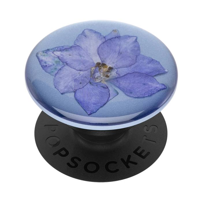 Bild 2, PopSockets Avtagbart Grip Ställfunktion Premium Pressed Flower Larkspur