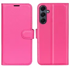 Samsung Galaxy A17 Fodral Litchi L&auml;der Rosa