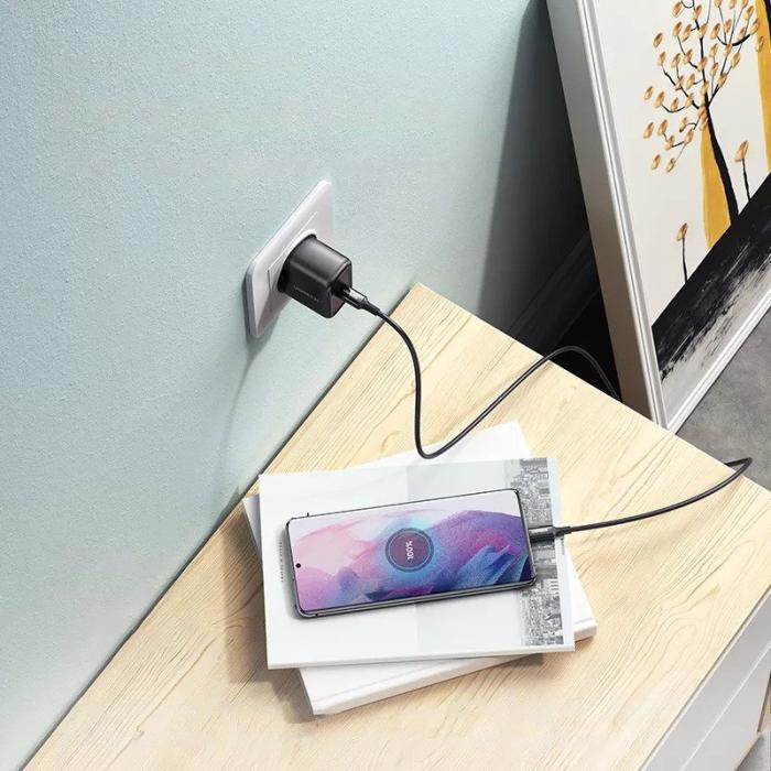 Bild 3, Ugreen 25W USB-C Snabbladdare + 2m USB-C - USB-C kabel Svart