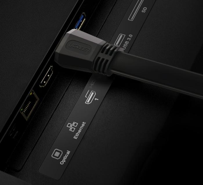 Bild 2, Ugreen 5m HDMI Flat Kabel 4K 30Hz 18 Gbps Svart