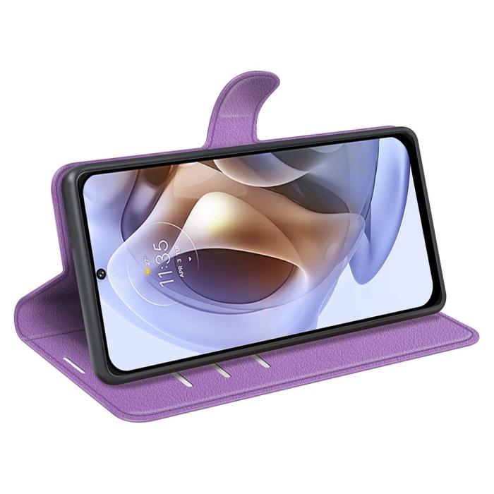 Bild 4, Motorola Moto G31 / G41 Fodral Litchi Textur Lila