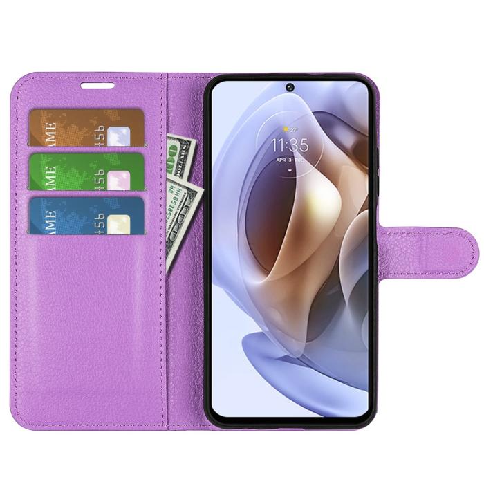 Bild 6, Motorola Moto G31 / G41 Fodral Litchi Textur Lila