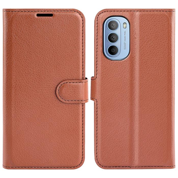 Bild 1, Motorola Moto G31 / G41 Fodral Litchi Textur Brun