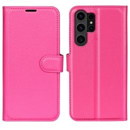 Samsung Galaxy S24 Ultra Fodral Läder Litchi Rosa