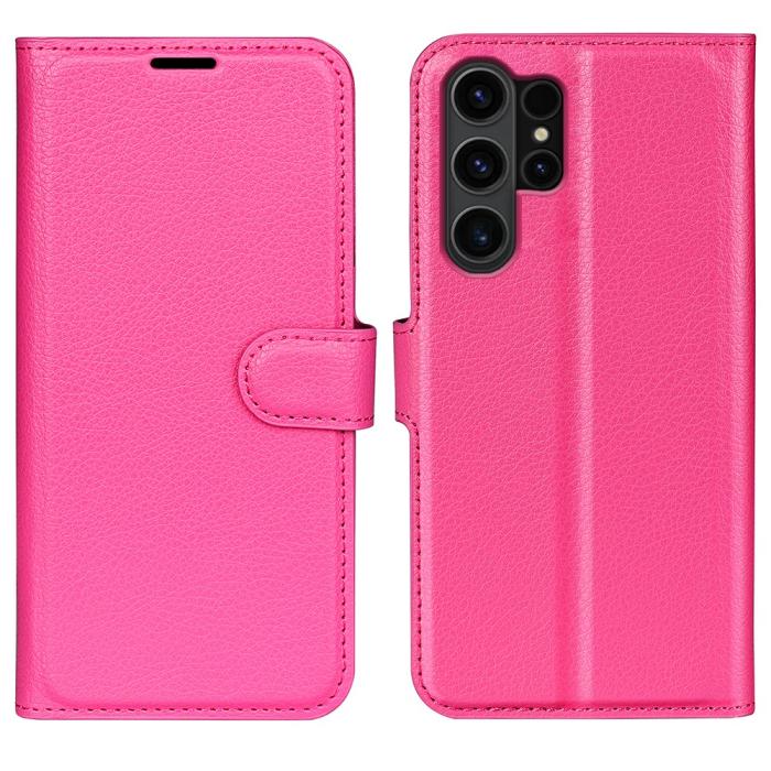 Bild 1, Samsung Galaxy S24 Ultra Fodral Läder Litchi Rosa