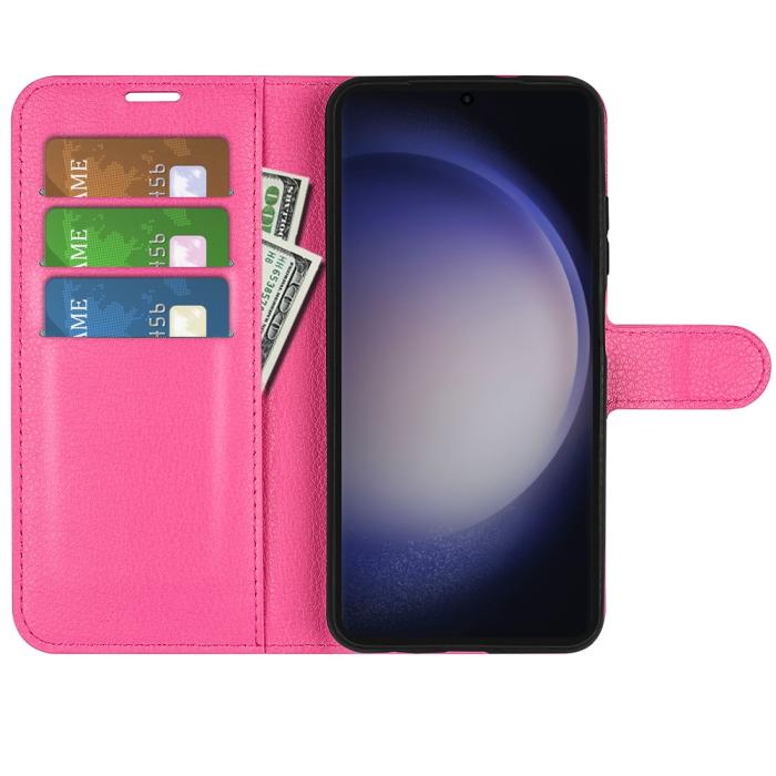 Bild 2, Samsung Galaxy S24 Ultra Fodral Läder Litchi Rosa