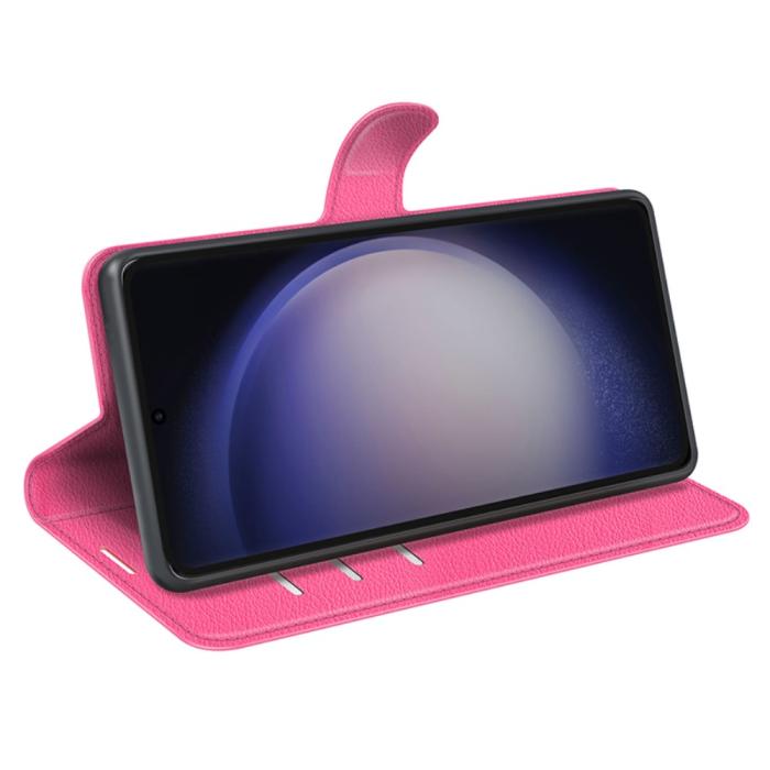 Bild 3, Samsung Galaxy S24 Ultra Fodral Läder Litchi Rosa