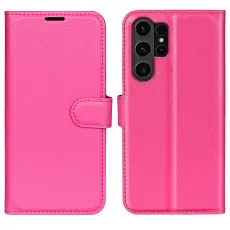 Samsung Galaxy S24 Ultra Fodral Läder Litchi Rosa