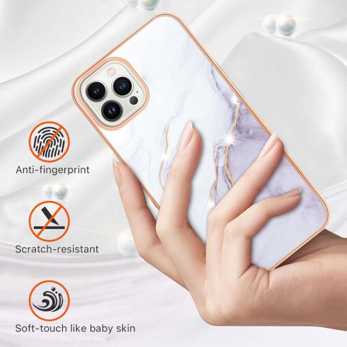 Bild 2, iPhone 14 Pro Skal Marmor Electroplate TPU
