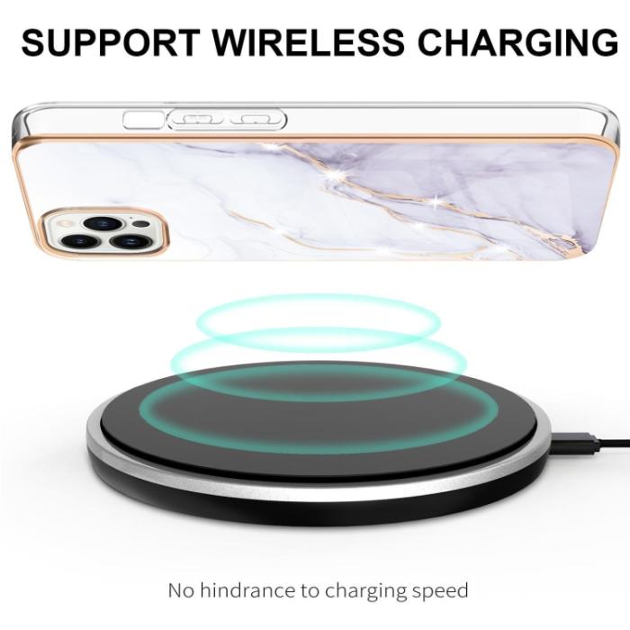 Bild 3, iPhone 14 Pro Skal Marmor Electroplate TPU