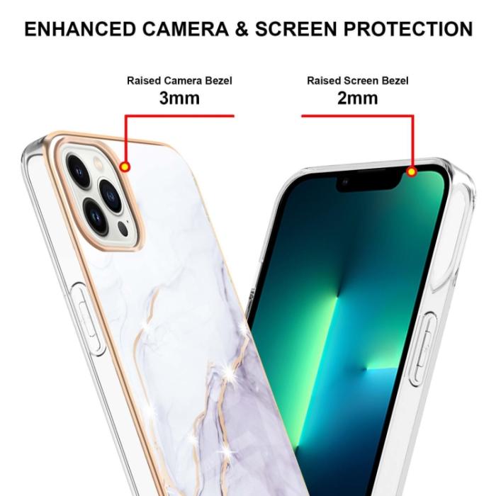 Bild 4, iPhone 14 Pro Skal Marmor Electroplate TPU