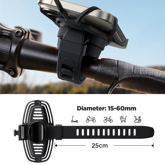 Bild 5, Joyroom Mobilhållare Cykelstyre Silikonband Svart