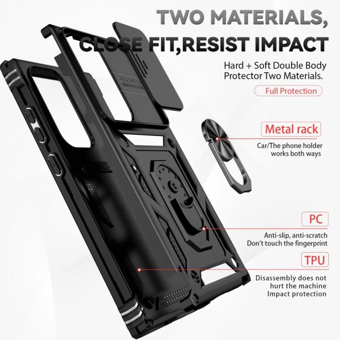 Bild 4, Samsung Galaxy S23 Ultra Skal Hybrid Ring CamShield Svart