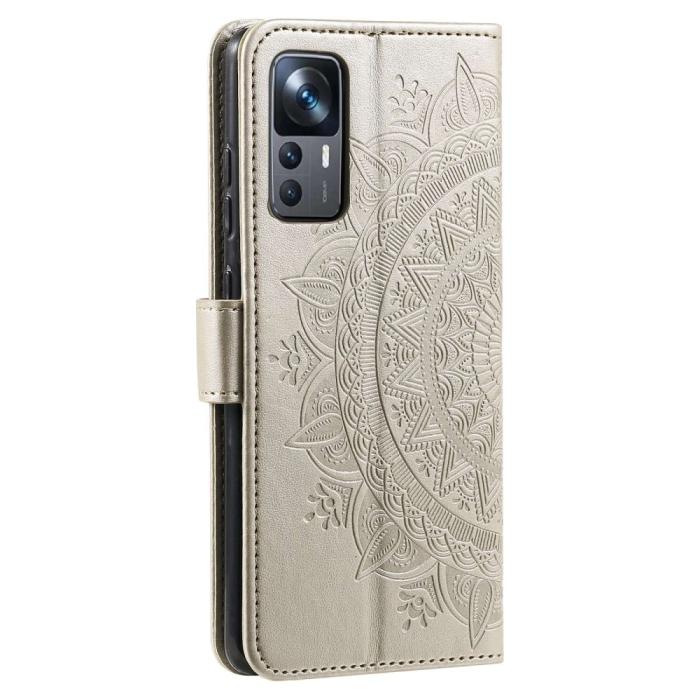 Bild 6, Xiaomi 12T / 12T Pro Fodral Mandala Läder Guld