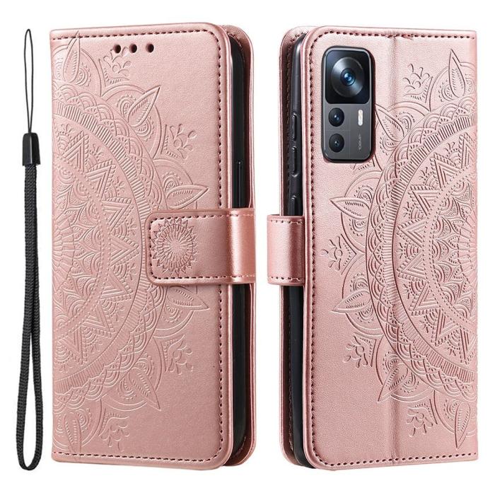 Bild 1, Xiaomi 12T / 12T Pro Fodral Mandala Läder Roséguld