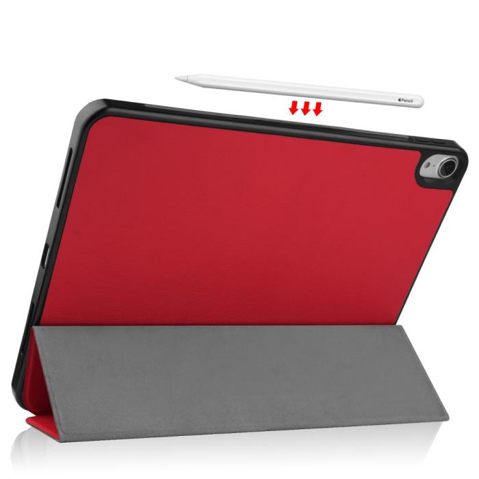 Bild 4, iPad Air 2025-2020 Fodral Tri-Fold Litchi Röd