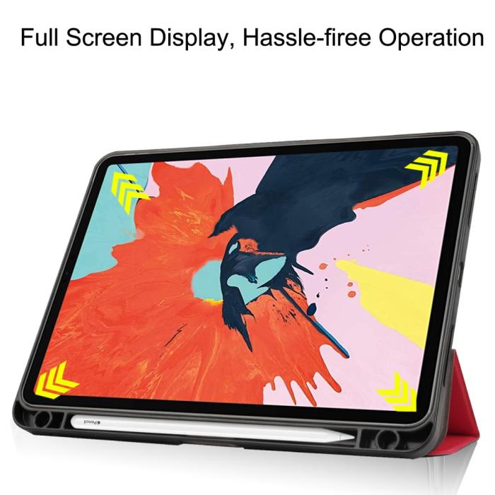 Bild 5, iPad Air 2025-2020 Fodral Tri-Fold Litchi Röd